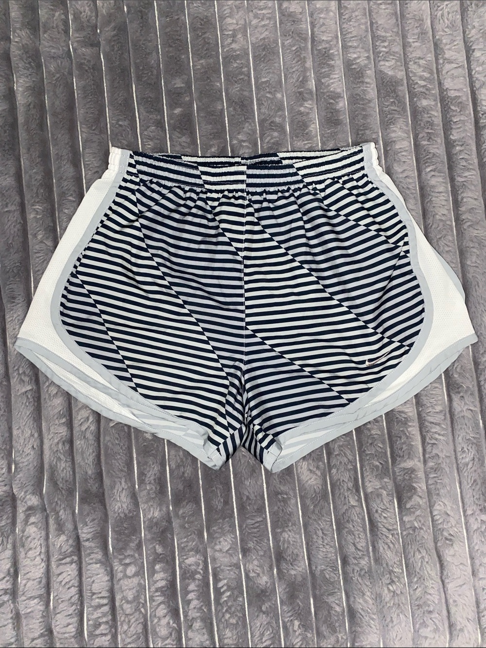 Nike Black and Gray Striped Athletic Dri-Fit Shorts